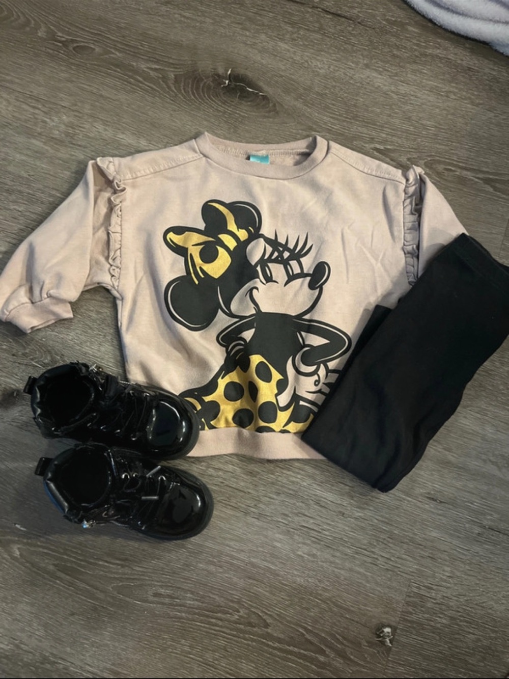 Disney Minnie Mouse Pullover Sweater - Light Pink with Yellow and Black
